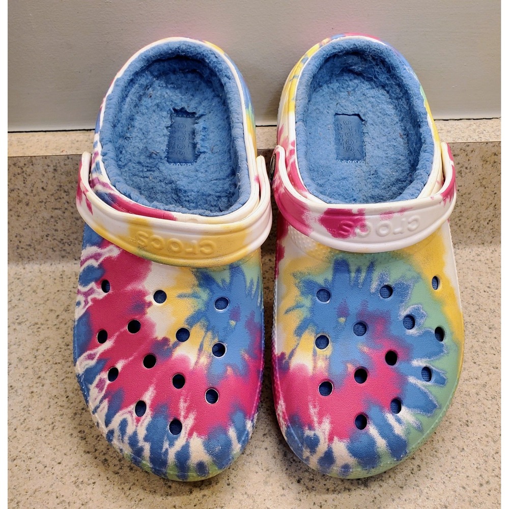 Crocs Baya Tie-dye Graphic Clog US M6/W8 Unisex Pastels Multi Swirl Design Lined